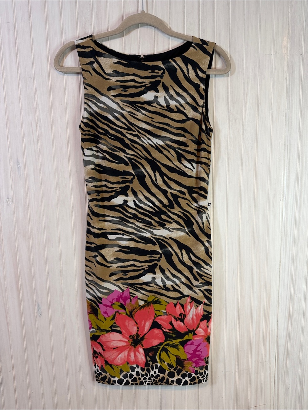 VINTAGE CACHE ANIMAL PRINT FLORAL DRESS SMALL